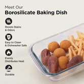 Heart Home 1000 ml Borosilicate Glass Baking Tray | Transparent Microwave Oven Safe Utensils | Rectangular Bread Moulds for Baking | Dishwasher & Freezer Safe | Multipurpose use Serving Tray